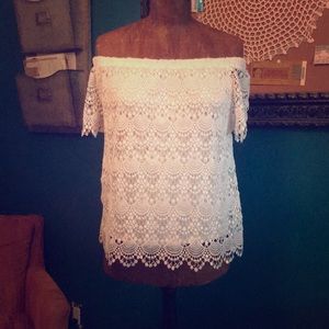 Off The Shoulder White Lace Top